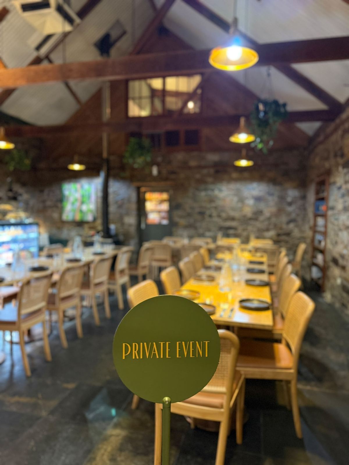 Long tables set for a private event